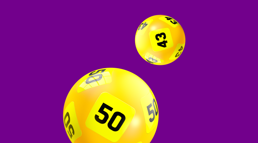Eurojackpot-palloja violetilla taustalla.