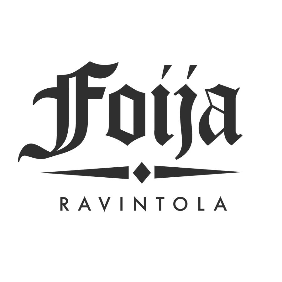 Ravintola Foija Helsingin musta logo valkoisella taustalla.